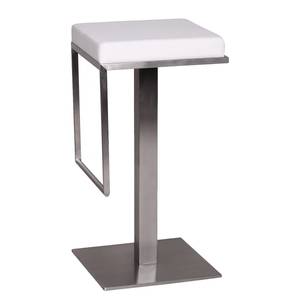 Tabouret de bar Bitely Imitation cuir / Acier inoxydable - Blanc