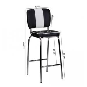 Chaise de bar Bloomery Imitation cuir / Métal - Chrome - Noir / Blanc