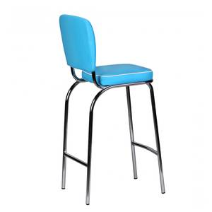 Chaise de bar Bloomery Imitation cuir / Métal - Chrome - Bleu / Blanc