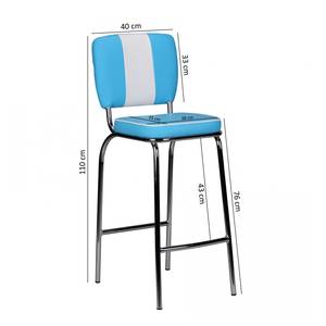 Chaise de bar Bloomery Imitation cuir / Métal - Chrome - Bleu / Blanc