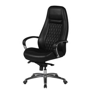 Fauteuil de bureau Bracey Cuir véritable / Aluminium - Noir