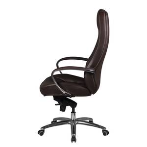 Fauteuil de bureau Bracey Cuir véritable / Aluminium - Marron foncé