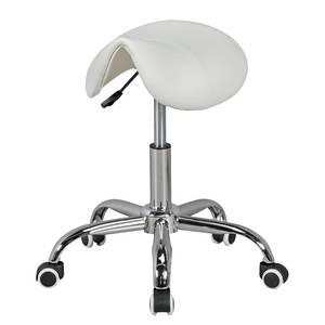 Tabouret de bureau Cloquet Imitation cuir / Métal - Chrome - Blanc