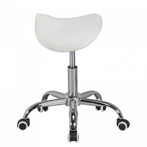 Tabouret de bureau Cloquet Imitation cuir / Métal - Chrome - Blanc