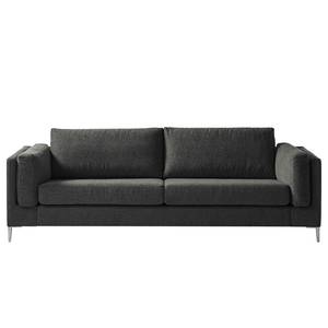 3-Sitzer Sofa COSO Classic+ Webstoff - Chenille Rufi: Anthrazit - Chrom glänzend