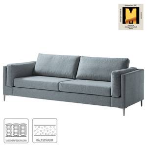 3-Sitzer Sofa COSO Classic+ Webstoff - Webstoff Inze: Graublau - Chrom glänzend