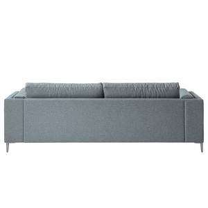 3-Sitzer Sofa COSO Classic+ Webstoff - Webstoff Inze: Graublau - Chrom glänzend