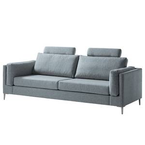 3-Sitzer Sofa COSO Classic+ Webstoff - Webstoff Inze: Graublau - Chrom glänzend