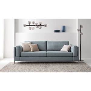 3-Sitzer Sofa COSO Classic+ Webstoff - Webstoff Inze: Graublau - Chrom glänzend