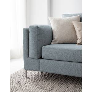 3-Sitzer Sofa COSO Classic+ Webstoff - Webstoff Inze: Graublau - Chrom glänzend