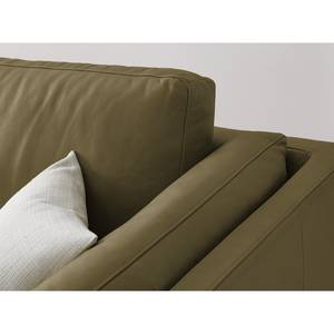 3-Sitzer Sofa COSO Classic+ Echtleder - Echtleder Taru: Olivgrün - Chrom glänzend