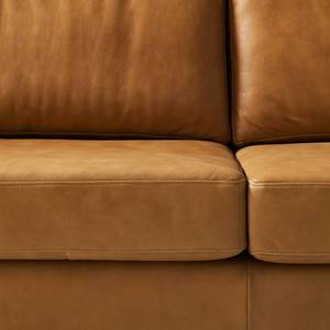 3-Sitzer Sofa COSO Classic+ Echtleder - Echtleder Taru: Hellbraun - Chrom glänzend