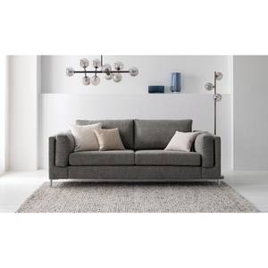 2,5-Sitzer Sofa COSO Classic+ Webstoff - Chenille Rufi: Grau - Chrom glänzend