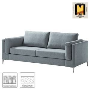 2,5-Sitzer Sofa COSO Classic+ Webstoff - Webstoff Inze: Graublau - Chrom glänzend