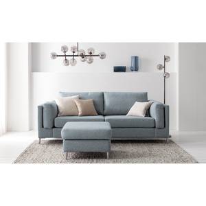 2,5-Sitzer Sofa COSO Classic+ Webstoff - Webstoff Inze: Graublau - Chrom glänzend