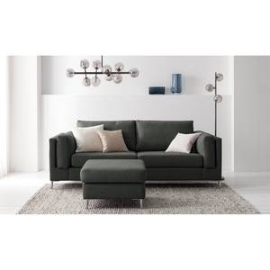 2,5-Sitzer Sofa COSO Classic+ Webstoff - Webstoff Inze: Dunkelgrau - Chrom glänzend