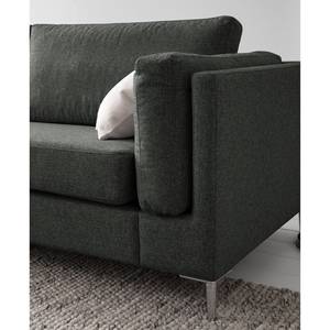 2,5-Sitzer Sofa COSO Classic+ Webstoff - Webstoff Inze: Dunkelgrau - Chrom glänzend