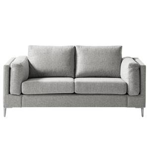 2-Sitzer Sofa COSO Classic+ Webstoff - Webstoff Inze: Hellgrau - Chrom glänzend