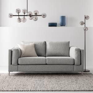 2 posti divano COSO Classic+ Tessuto - Tessuto Inze: grigio chiaro - Cromo lucido