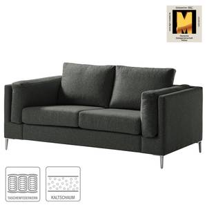 2-Sitzer Sofa COSO Classic+ Webstoff - Webstoff Inze: Dunkelgrau - Chrom glänzend