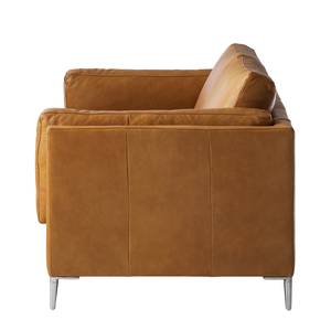 2-Sitzer Sofa COSO Classic+ Echtleder - Echtleder Taru: Hellbraun - Chrom glänzend