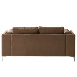 2-Sitzer Sofa COSO Classic+ Echtleder - Echtleder Taru: Nougat - Chrom glänzend