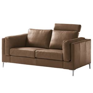 2-Sitzer Sofa COSO Classic+ Echtleder - Echtleder Taru: Nougat - Chrom glänzend