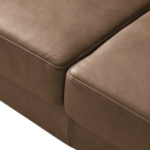 2-Sitzer Sofa COSO Classic+ Echtleder - Echtleder Taru: Nougat - Chrom glänzend