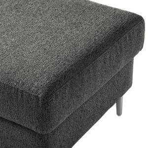 Gestoffeerde hocker COSO Classic+ geweven stof - Chenille Rufi: Antracietkleurig - Breedte: 64 cm - Chroomkleurig glanzend