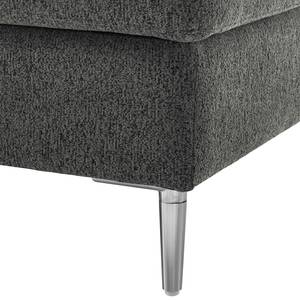 Gestoffeerde hocker COSO Classic+ geweven stof - Chenille Rufi: Antracietkleurig - Breedte: 64 cm - Chroomkleurig glanzend