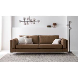 3-Sitzer Sofa COSO Classic+ Echtleder - Echtleder Taru: Nougat - Chrom glänzend
