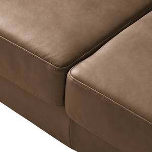2,5-Sitzer Sofa COSO Classic+ Echtleder - Echtleder Taru: Nougat - Chrom glänzend
