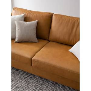 2,5-Sitzer Sofa COSO Classic+ Echtleder - Echtleder Taru: Hellbraun - Chrom glänzend