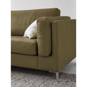 2 posti divano COSO Classic+ Vera pelle - Vera pelle Taru: verde oliva - Cromo lucido