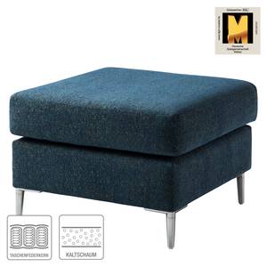 Repose-pieds COSO Classic+ Tissu - Tissu Chenille Rufi: Bleu - Largeur : 64 cm - Chrome brillant