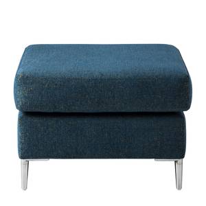 Gestoffeerde hocker COSO Classic+ geweven stof - Chenille Rufi: Blauw - Breedte: 64 cm - Chroomkleurig glanzend