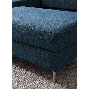 Gestoffeerde hocker COSO Classic+ geweven stof - Chenille Rufi: Blauw - Breedte: 64 cm - Chroomkleurig glanzend