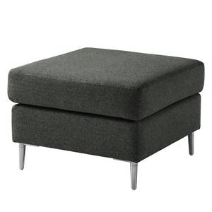 Gestoffeerde hocker COSO Classic+ geweven stof - Geweven stof Inze: Donkergrijs - Breedte: 64 cm - Chroomkleurig glanzend