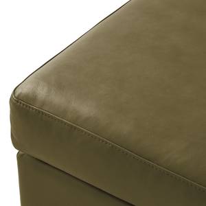 Gestoffeerde hocker COSO Classic+ echt leer - Leer Taru: Olijfgroen - Breedte: 64 cm - Chroomkleurig glanzend