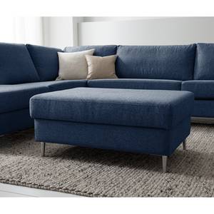 Gestoffeerde hocker COSO Classic+ geweven stof - Geweven stof Inze: Blauw - Breedte: 95 cm - Chroomkleurig glanzend