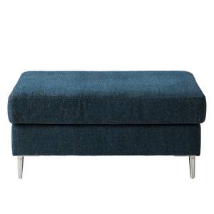 Gestoffeerde hocker COSO Classic+ geweven stof - Chenille Rufi: Blauw - Breedte: 95 cm - Chroomkleurig glanzend