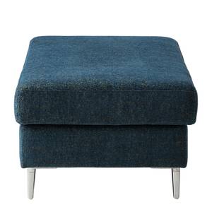 Gestoffeerde hocker COSO Classic+ geweven stof - Chenille Rufi: Blauw - Breedte: 95 cm - Chroomkleurig glanzend