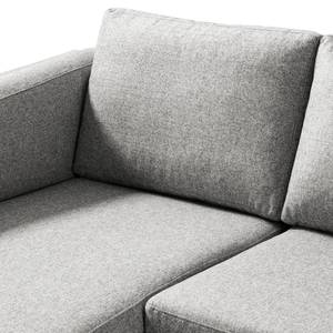 Canapé d’angle COSO Classic+ méridienne Tissu - Tissu Inze: Gris clair - Largeur : 246 cm - Méridienne courte à gauche (vue de face) - Chrome brillant