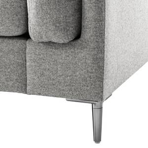 Canapé d’angle COSO Classic+ méridienne Tissu - Tissu Inze: Gris clair - Largeur : 246 cm - Méridienne courte à gauche (vue de face) - Chrome brillant