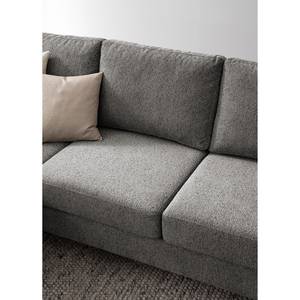 Ecksofa COSO Classic+ mit Longchair Webstoff - Chenille Rufi: Grau - Breite: 246 cm - Longchair davorstehend links - Chrom glänzend