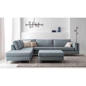 Repose-pieds COSO Classic+ Tissu - Tissu Inze: Gris bleu - Largeur : 95 cm - Chrome brillant