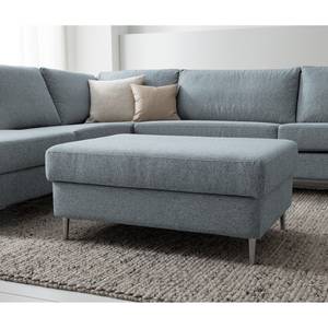 Gestoffeerde hocker COSO Classic+ geweven stof - Geweven stof Inze: Grijsblauw - Breedte: 95 cm - Chroomkleurig glanzend