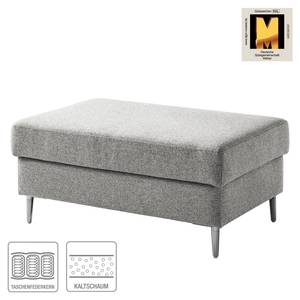 Gestoffeerde hocker COSO Classic+ geweven stof - Geweven stof Inze: Lichtgrijs - Breedte: 95 cm - Chroomkleurig glanzend