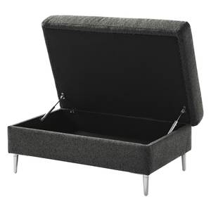 Gestoffeerde hocker COSO Classic+ geweven stof - Chenille Rufi: Antracietkleurig - Breedte: 95 cm - Chroomkleurig glanzend