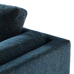 Ecksofa COSO Classic+ mit Longchair Webstoff - Chenille Rufi: Blau - Breite: 246 cm - Longchair davorstehend links - Chrom glänzend